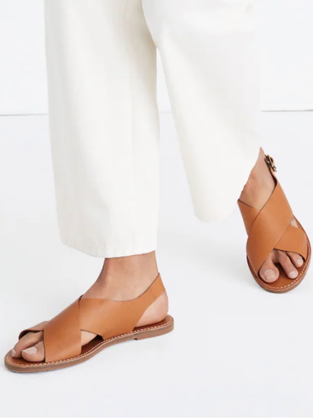 Madewell The Boardwalk Crossover Crisscross Sandal Camel Color Leather Size 9.5